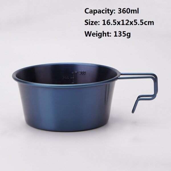 Sapphire Color Non-stick Coating Camping Sierra Bowl with Handle Portable Stainless Steel Sierra Cup with Scale - Image 6