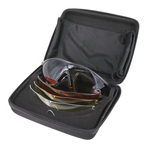 Shooting Glasses with 4 Interchangeable Lenses and Carrying Case Protective Safety Glasses Goggles Set Eyewear Sunglasses