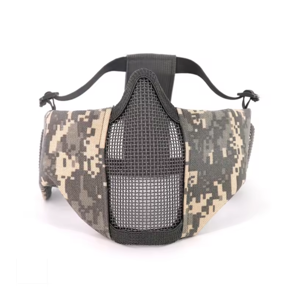 Shooting Accessories Camo Half Face Mask With Ear Protection Mesh Steel