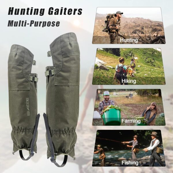 Leg Gaiters High Gaiters Hunting Gaiters Knee Protection Anti-Tear Oxford Fabric Full Length Zip with Cover Waterproof - Image 3