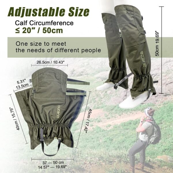 Leg Gaiters High Gaiters Hunting Gaiters Knee Protection Anti-Tear Oxford Fabric Full Length Zip with Cover Waterproof - Image 6