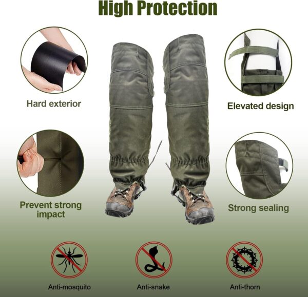 Leg Gaiters High Gaiters Hunting Gaiters Knee Protection Anti-Tear Oxford Fabric Full Length Zip with Cover Waterproof - Image 7