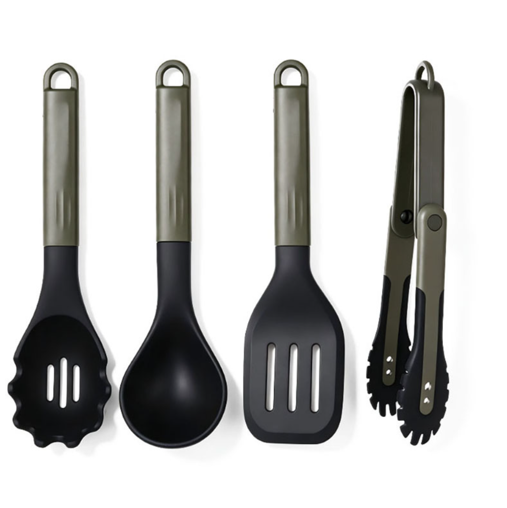 Mini Silicone Foldable 4 Piece Silicone BBQ Utensil Set Portable Heat Resistant Cooking Tools for Camping Kitchen - Image 2