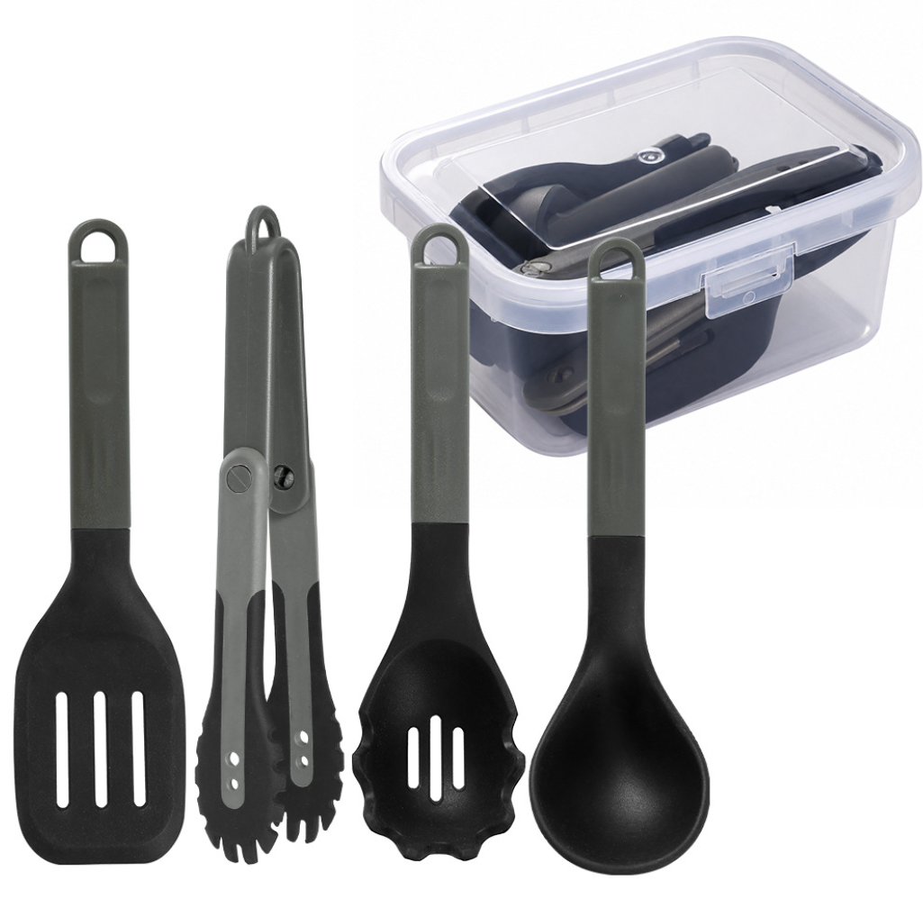 Mini Silicone Foldable 4 Piece Silicone BBQ Utensil Set Portable Heat Resistant Cooking Tools for Camping Kitchen