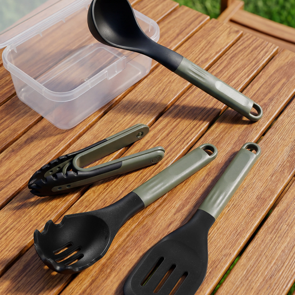 Mini Silicone Foldable 4 Piece Silicone BBQ Utensil Set Portable Heat Resistant Cooking Tools for Camping Kitchen - Image 4