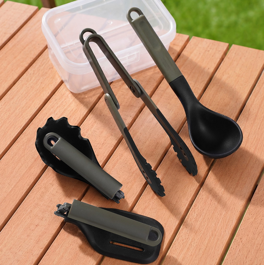 Mini Silicone Foldable 4 Piece Silicone BBQ Utensil Set Portable Heat Resistant Cooking Tools for Camping Kitchen - Image 5