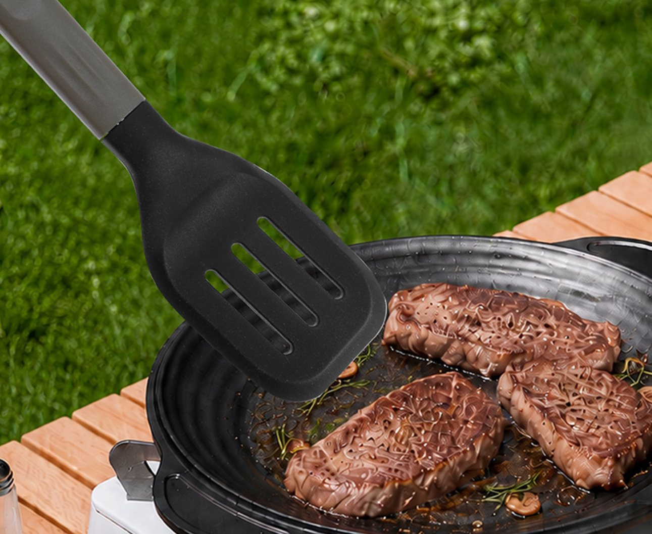 Mini Silicone Foldable 4 Piece Silicone BBQ Utensil Set Portable Heat Resistant Cooking Tools for Camping Kitchen - Image 9